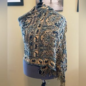 Kashmir shawl approx 74”x 27”